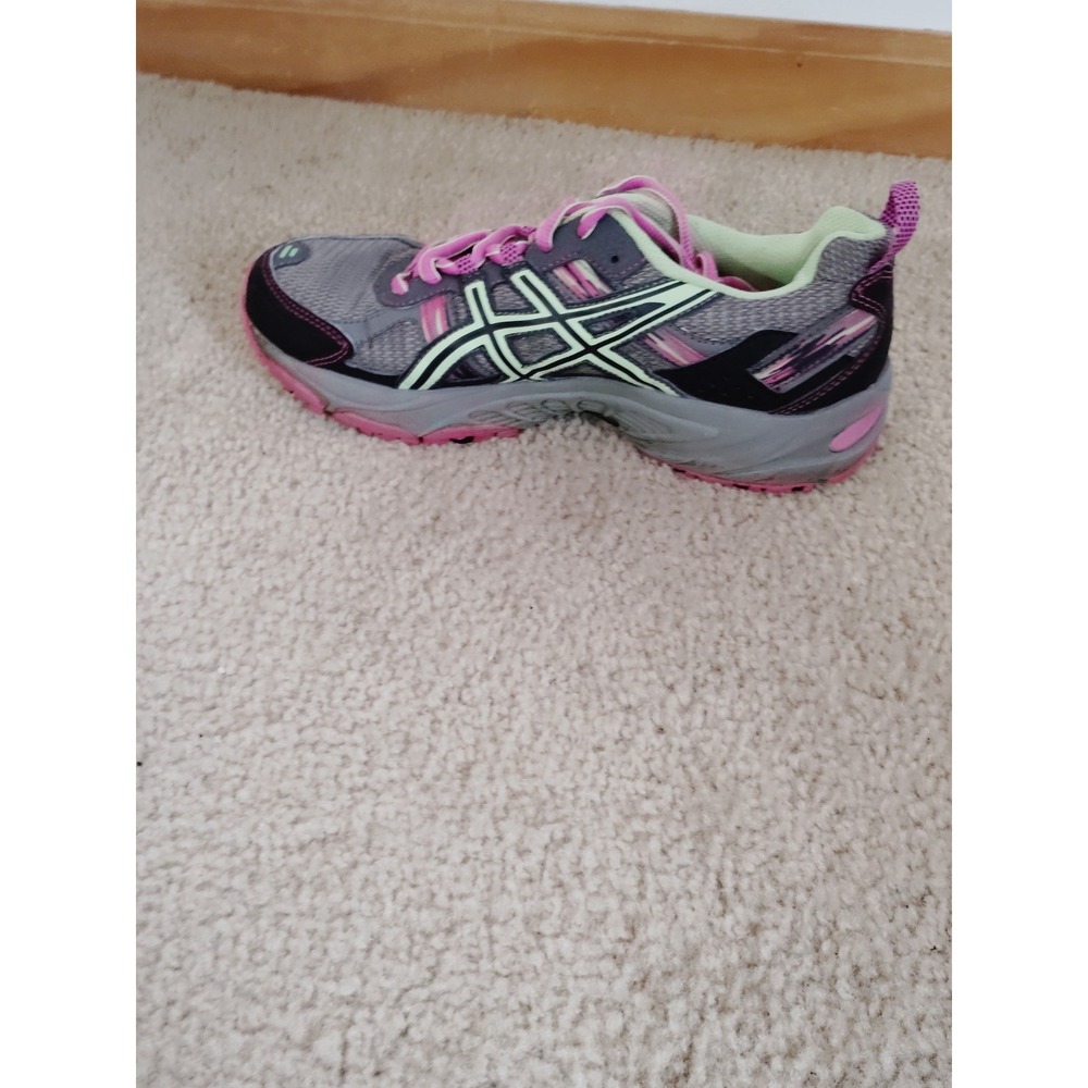 Asics Women 7.5 Gel-Venture 5 Running Training Athletic Gym Shoes Gray Pink Lime - Picture 9 of 12